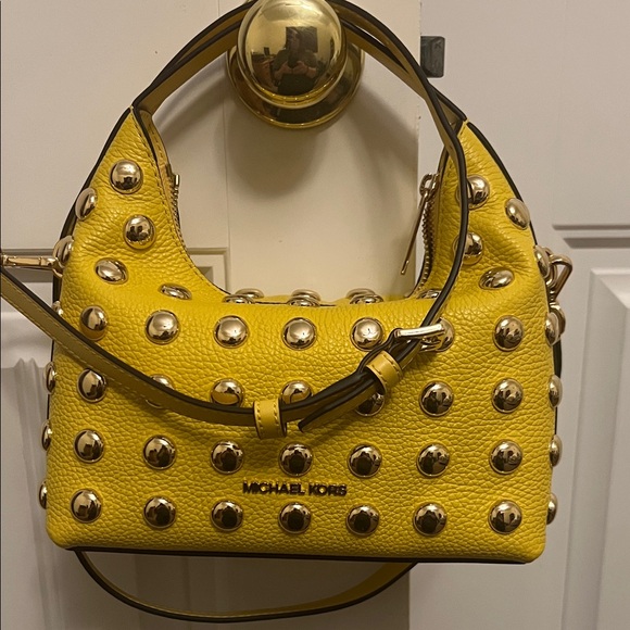 Michael Kors Handbags - Michael Kors Gold Studded Yellow Shoulder Bag